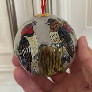 Woodpeckers Hand Painted Christmas Ornament